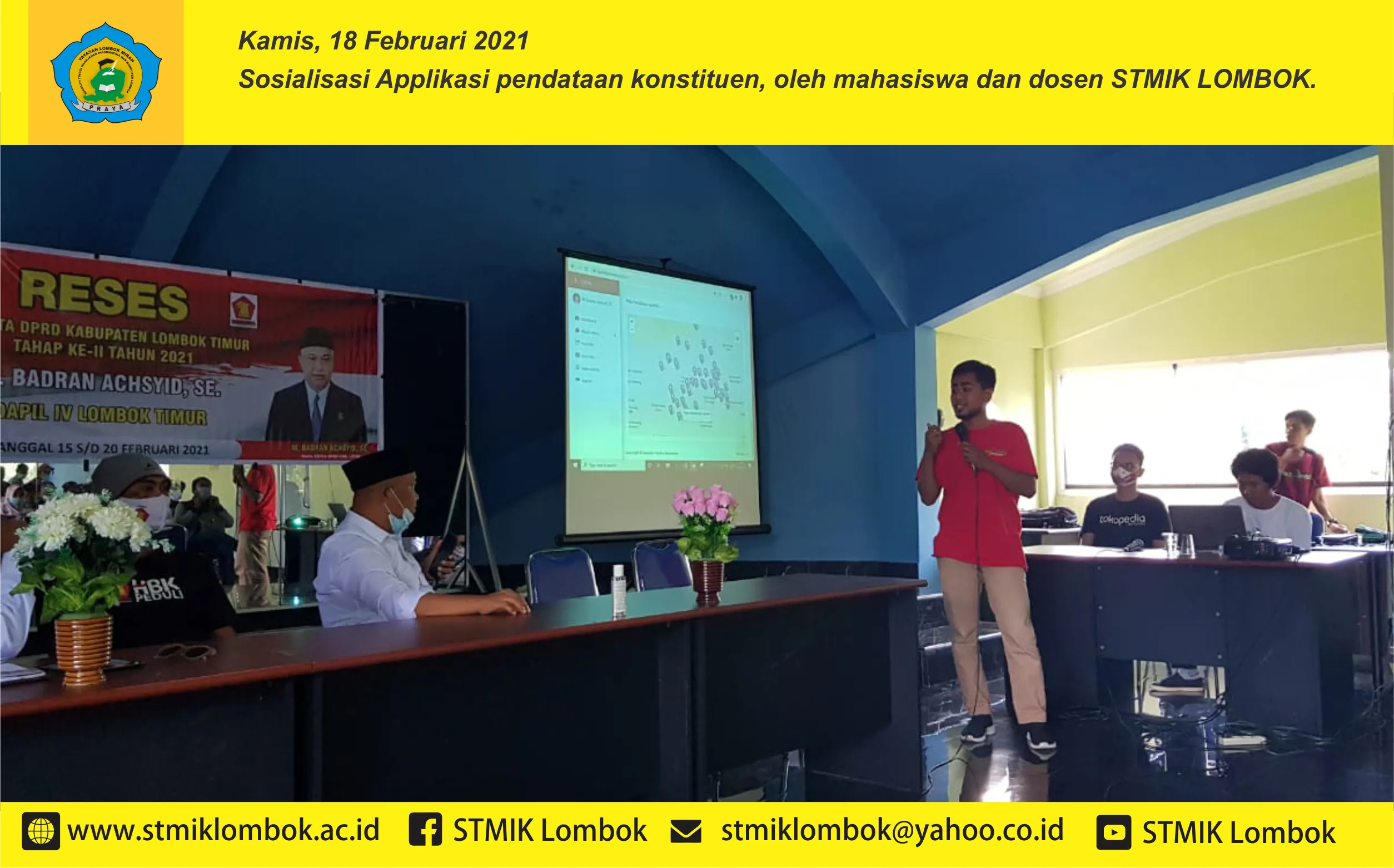 Sosialisasi Applikasi Pendataan Konstituen, oleh Mahasiswa dan Dosen STMIK LOMBOK.