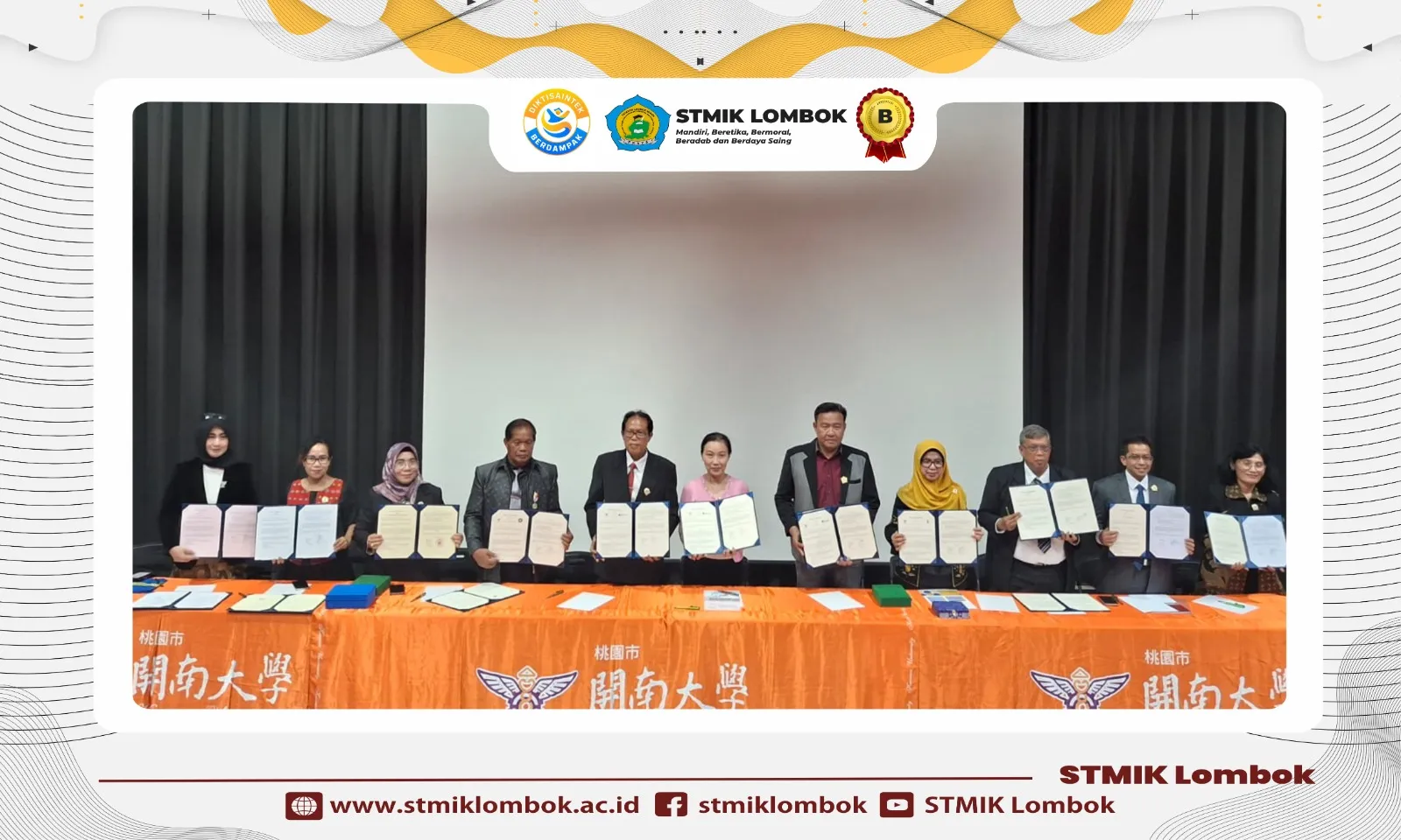 STMIK LOMBOK menjalin kerjasama internasional dengan beberapa Universitas ternama di Taiwan.